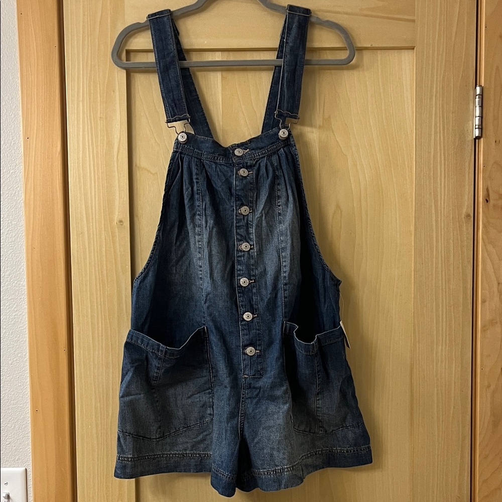 Free People Denim Overall Romper
